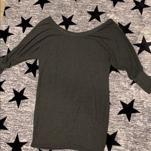 Off the shoulder dark Heathered gray top